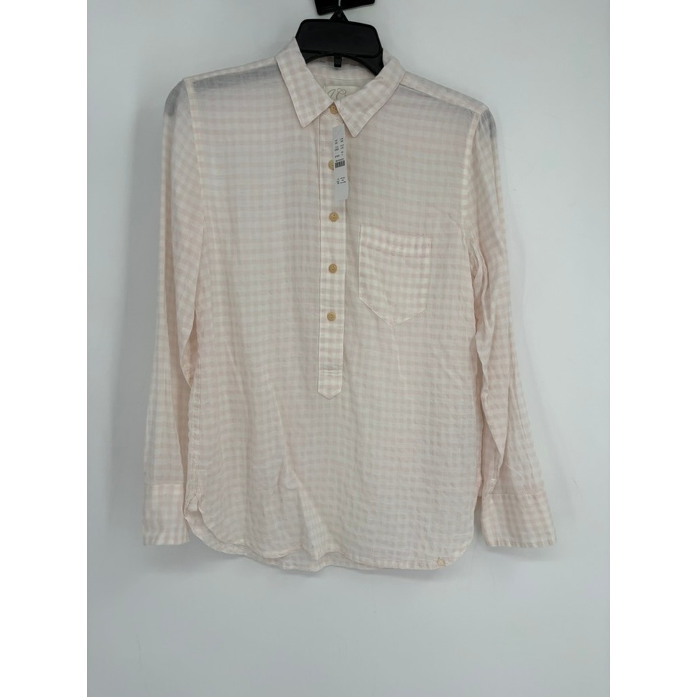 J.Crew Top Womens 0 Pink Gingham AW262 Classic Popover Long Sleeve Button Shirt